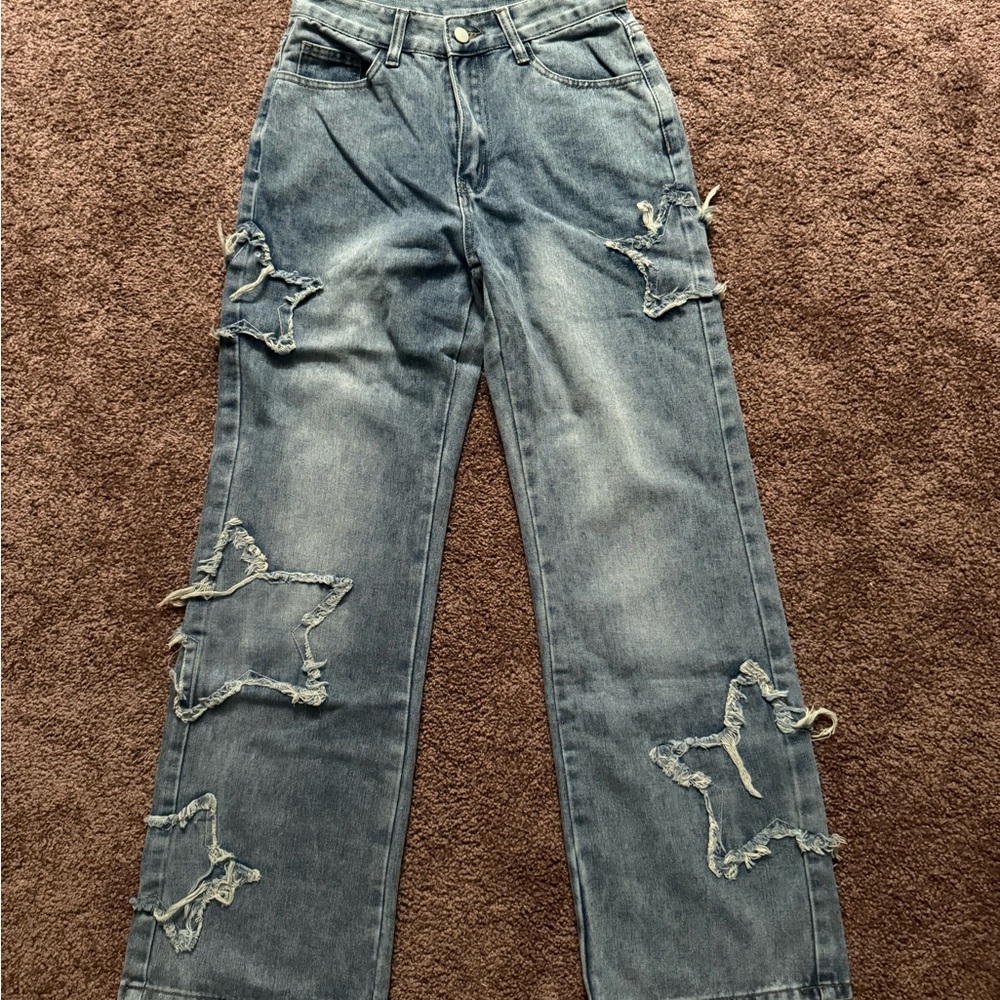 Blue Distressed Women's Jeans